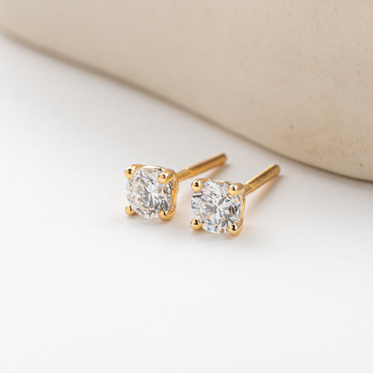 Aurá Basket Studs | Diamonds | Yellow Gold