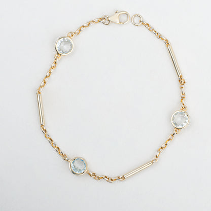 The Aurielle Bar & Bezel Bracelet | Aquamarine | Yellow Gold