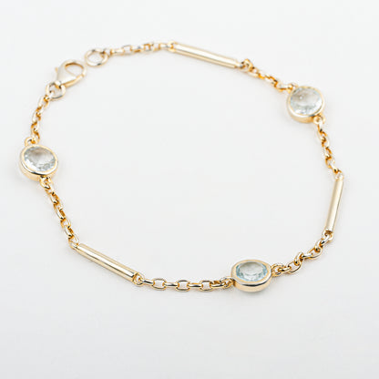 The Aurielle Bar & Bezel Bracelet | Aquamarine | Yellow Gold