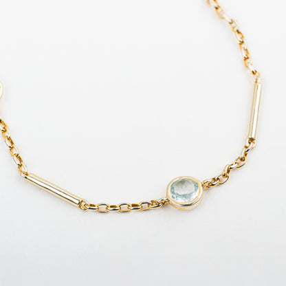 The Aurielle Bar & Bezel Bracelet | Aquamarine | Yellow Gold