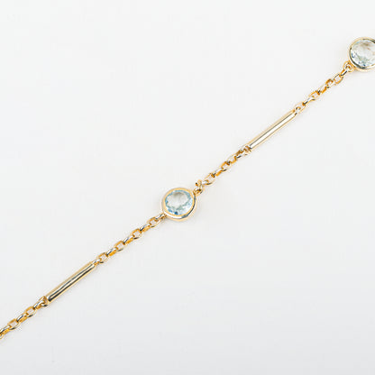 The Aurielle Bar & Bezel Bracelet | Aquamarine | Yellow Gold