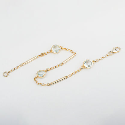 The Aurielle Bar & Bezel Bracelet | Aquamarine | Yellow Gold