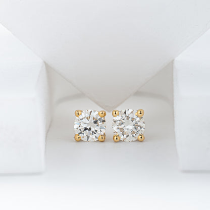 Aurá Basket Studs | Diamonds | Yellow Gold