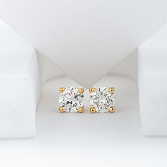 Aurá Basket Studs | Diamonds | Yellow Gold