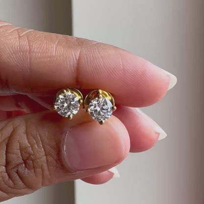 Aurá Basket Studs | Diamonds | Yellow Gold